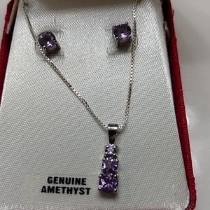 Sterling & amethyst necklace and earrings set vint